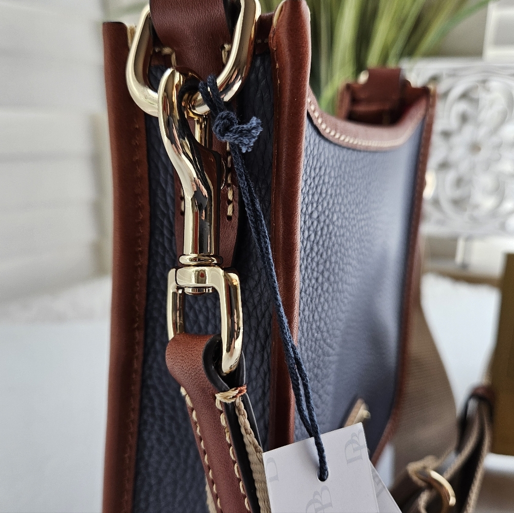 Dooney & Bourke Pebble Grain Small Messenger w/Guitar Strap Blue NWT - Picture 10 of 11